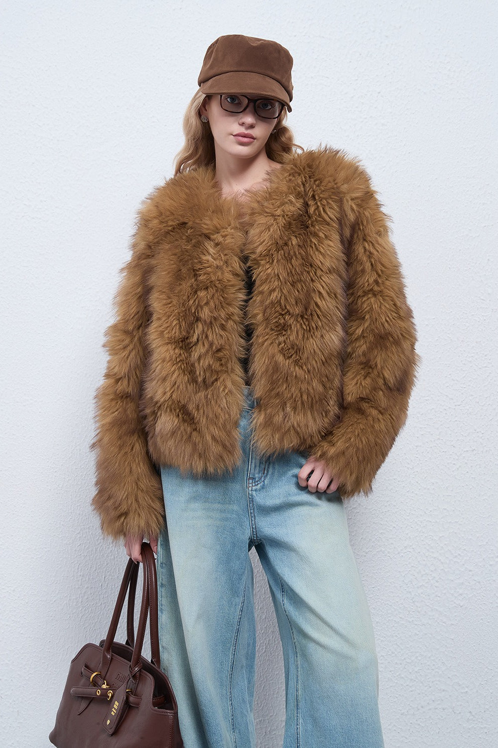 Faux Raccoon Fur Plush Coat with Retro Style image 1