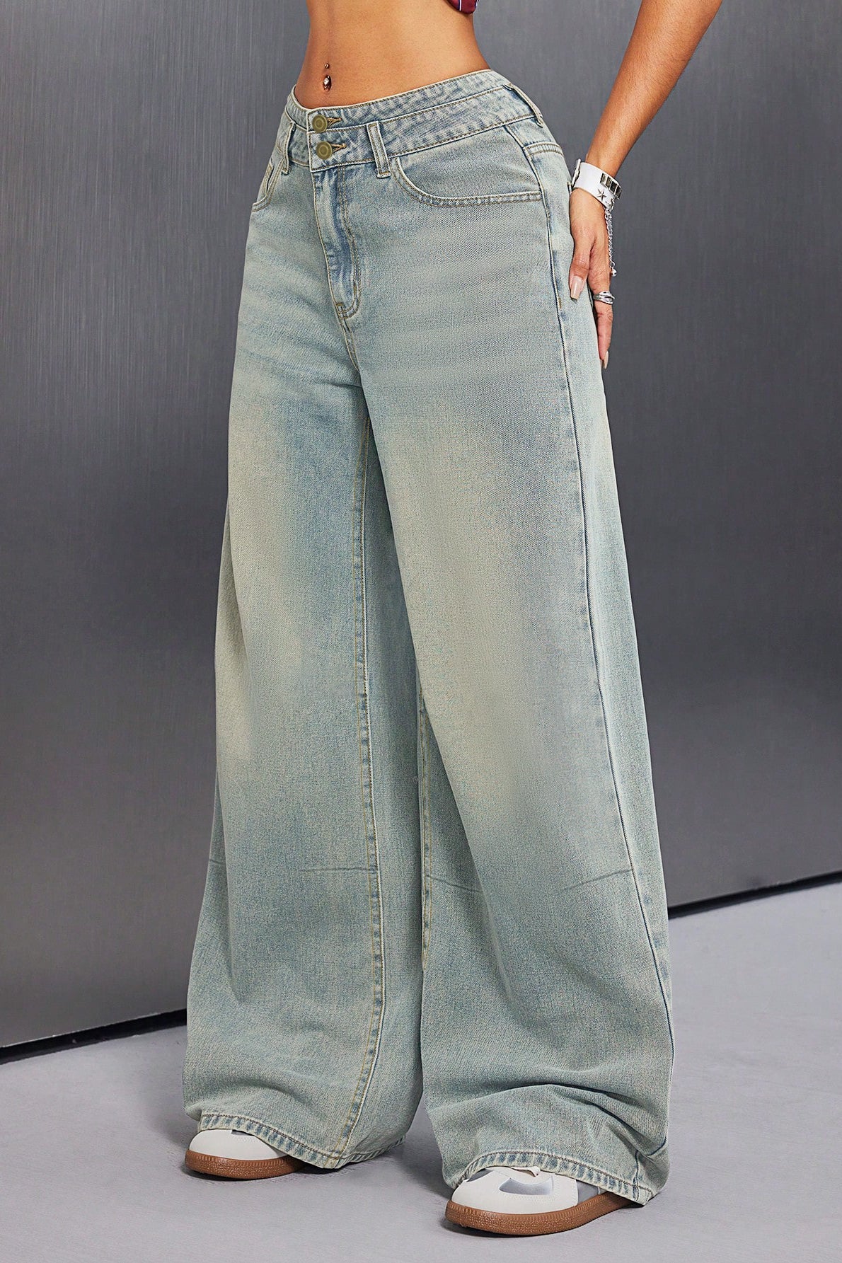 Button Front Vintage Loose Straight Jean image 4