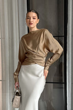 Satin Crew Neck Pullover Blouse image 2