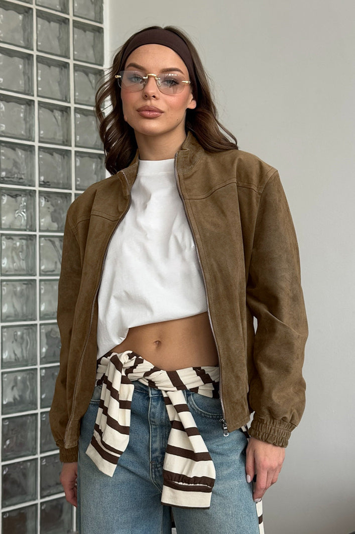 Vintage Khaki Suede Jacket image 1