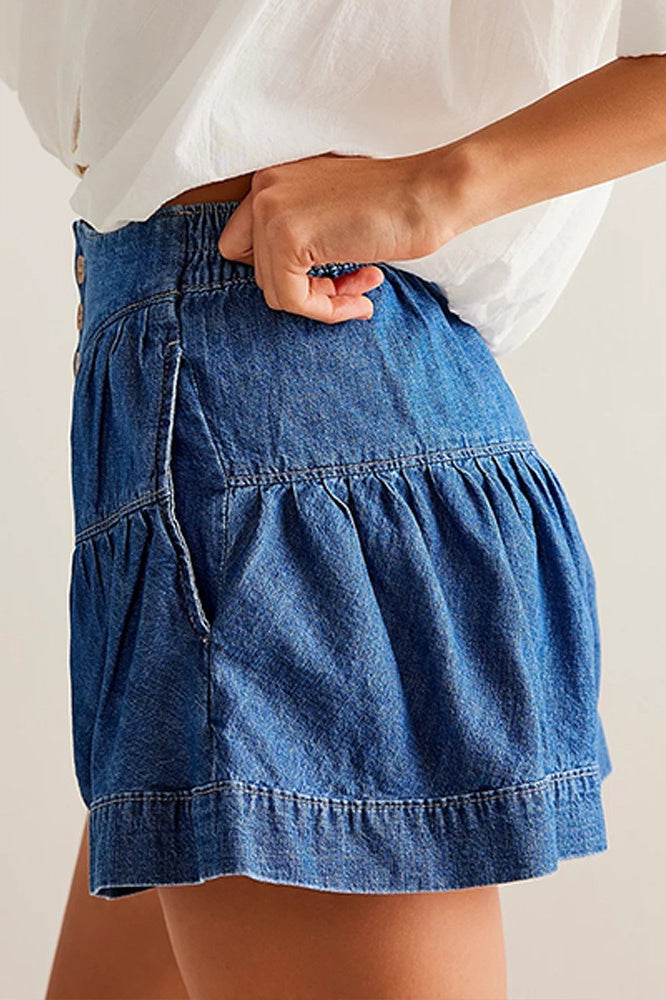 Ruffled Hem A line Denim Casual Shorts image 9