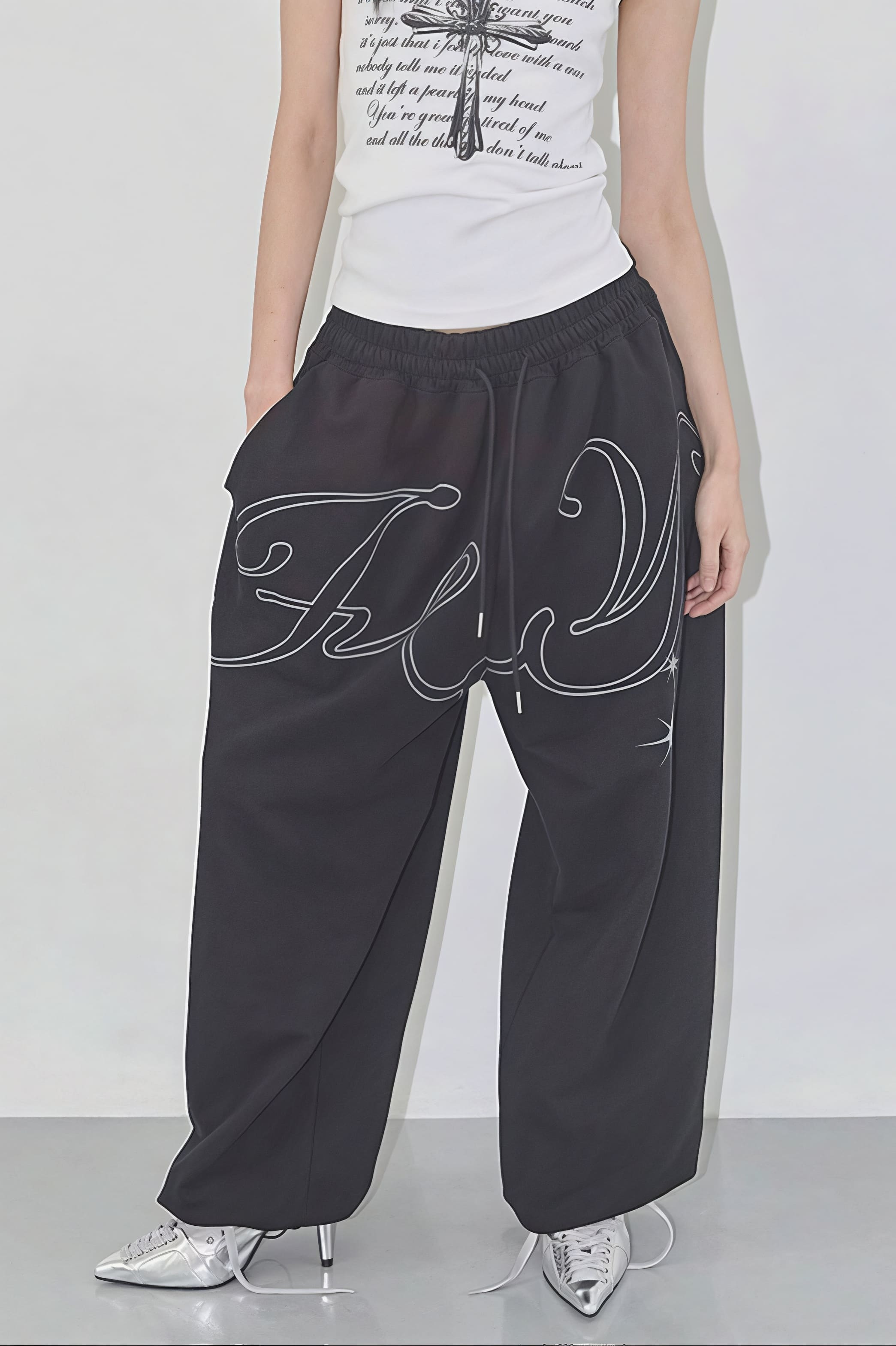 Vintage Hip Hop Graphic Baggy Straight Pants image 1