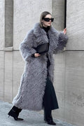 White Over the Knee Long Eco Faux Fur Overcoat image 1