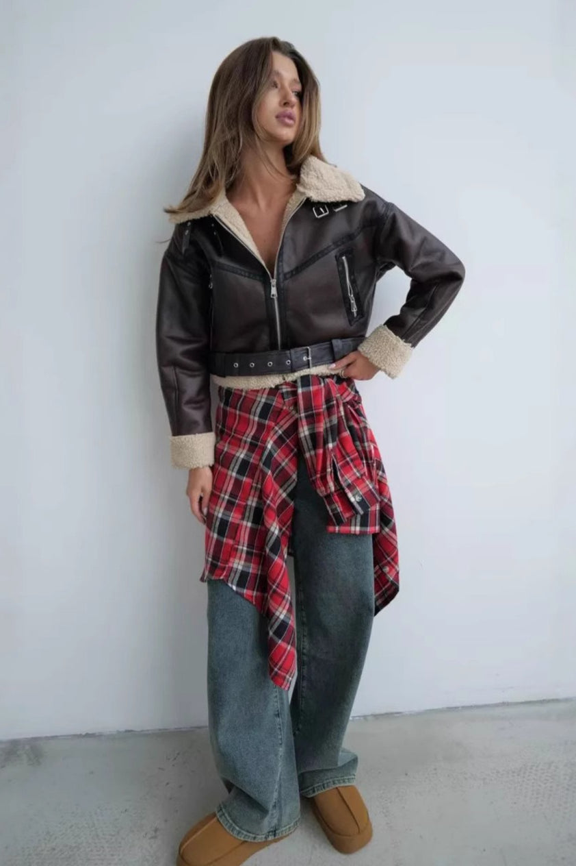 Vintage Sherpa Lapel Short Coat image 2