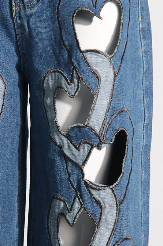 High Waist Heart Cutout Wide Leg Jean image 2