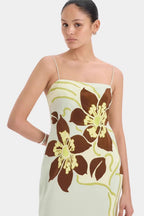 Elegant Floral Cami Tie Waist Bodycon Midi Dress image 3