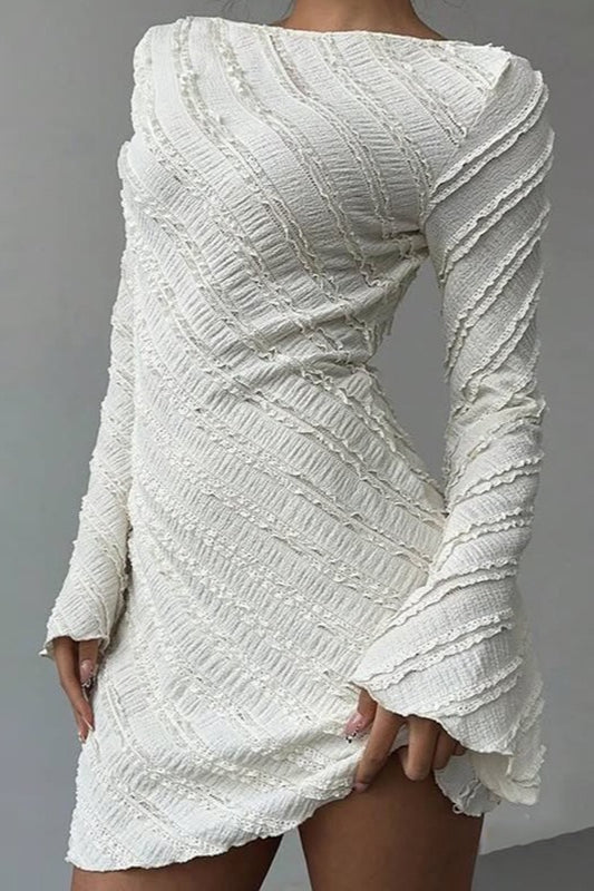Boat Neck Backless A-Line Sweater Dress image 3