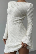 Boat Neck Backless A-Line Sweater Dress image 3