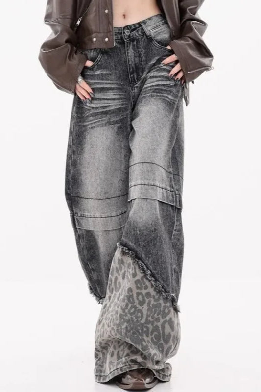 Patchwork Leopard Wide Leg Jeans image 17