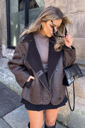 Faux Shearling Collared Casual Coat image 1