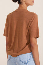 Minimalist Solid Deep V Neck Slub Cotton Loose T-shirt image 5