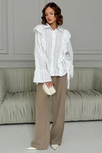 Elegant Jacquard Bell Sleeve Loose Blouse image 3