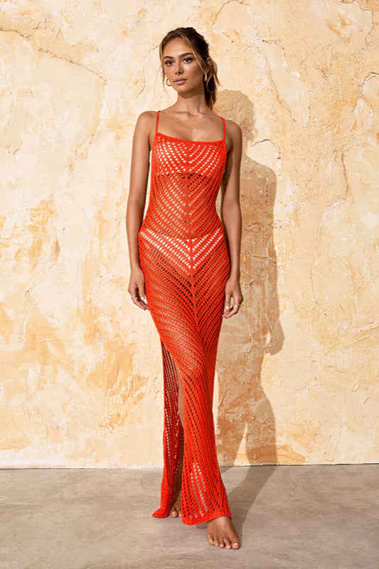Lace Trim Backless Slit Maxi Dress image 2