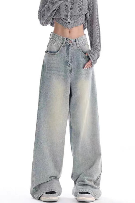 High Waist Draped Gradient Ripped Jeans image 5