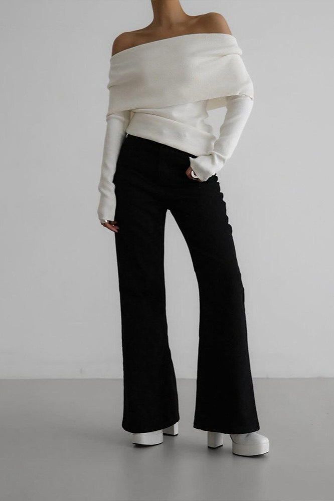 Slim Fit Slit Neck Long Sleeve Knit Top image 7