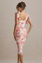Vintage Floral Print Ruched Maxi Dress image 2