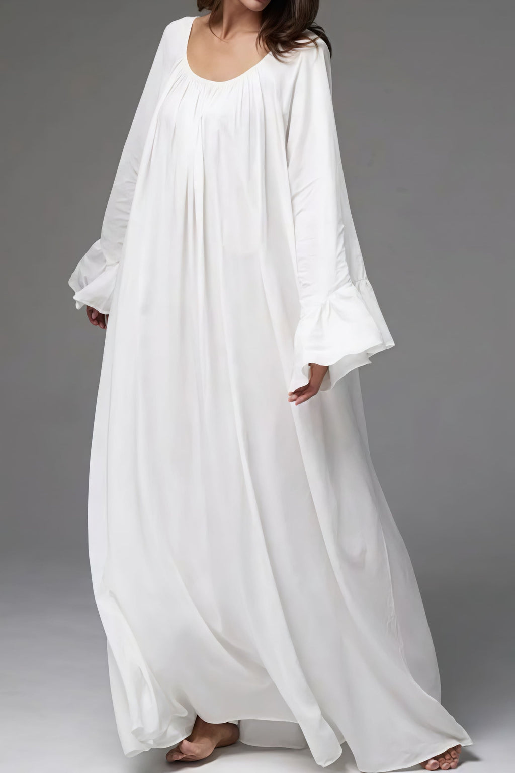 Solid Loose Slouchy Flared Hem Maxi Dress image 5