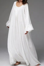 Solid Loose Slouchy Flared Hem Maxi Dress image 5