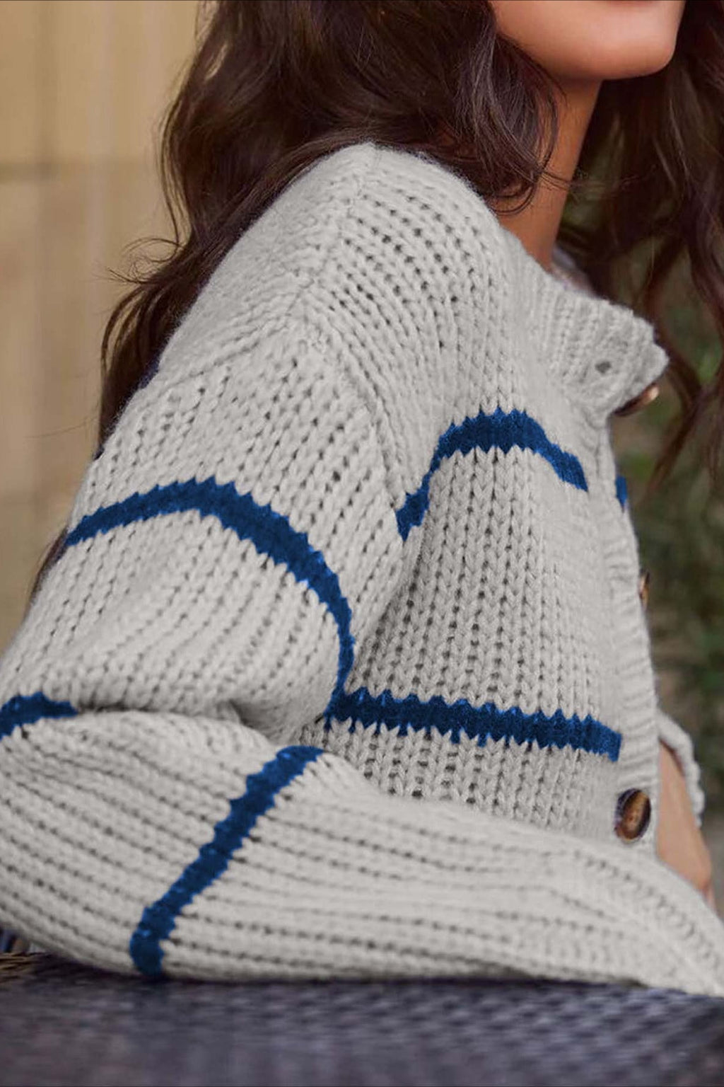 Chic Striped Relaxed Long Sleeve Knit Cardigan image 5