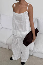 Wrap Embroidered Cutout Tie Loose Two Piece Set image 1