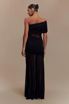 Ruched Mesh Panel Strapless Sheer Maxi Dress image 3