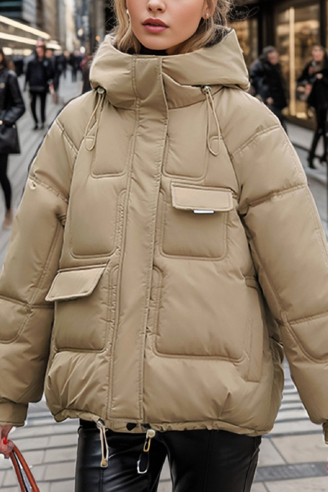 Cropped Insulated Cargo Puffer Jacket image 4