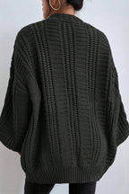V-Neck Vintage Cable Knit Balloon Sleeve Cardigan image 12