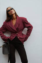 Striped Fitted Waist Designer Blazer Coat image 3