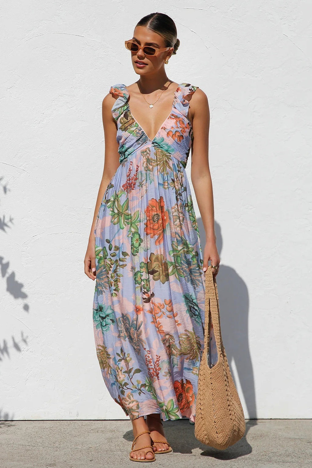 V Neck Swing Print Cami Maxi Dress image 6