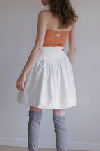 High Waist Pleated Waistband Solid Tulip Vintage Youthful Mini Skirt image 2