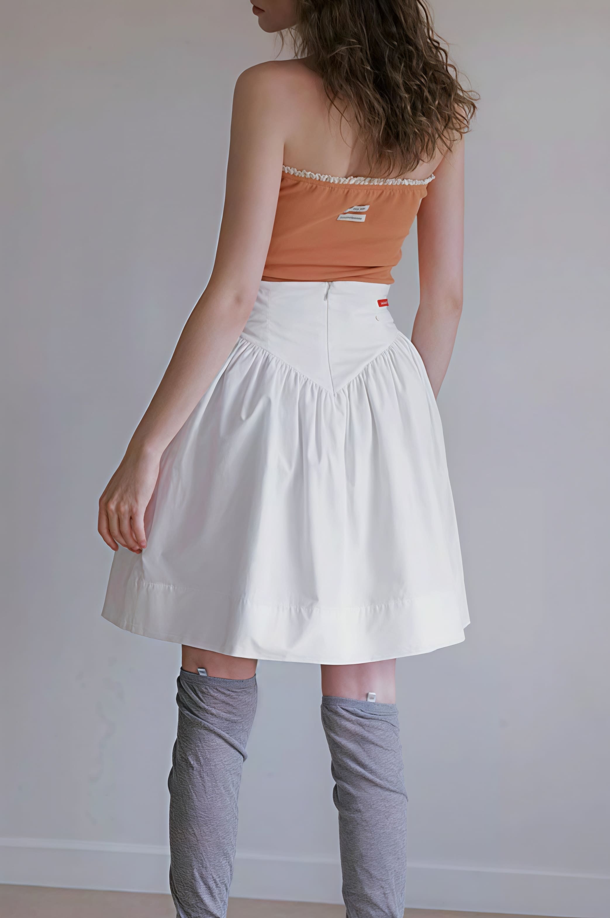 High Waist Pleated Waistband Solid Tulip Vintage Youthful Mini Skirt image 2
