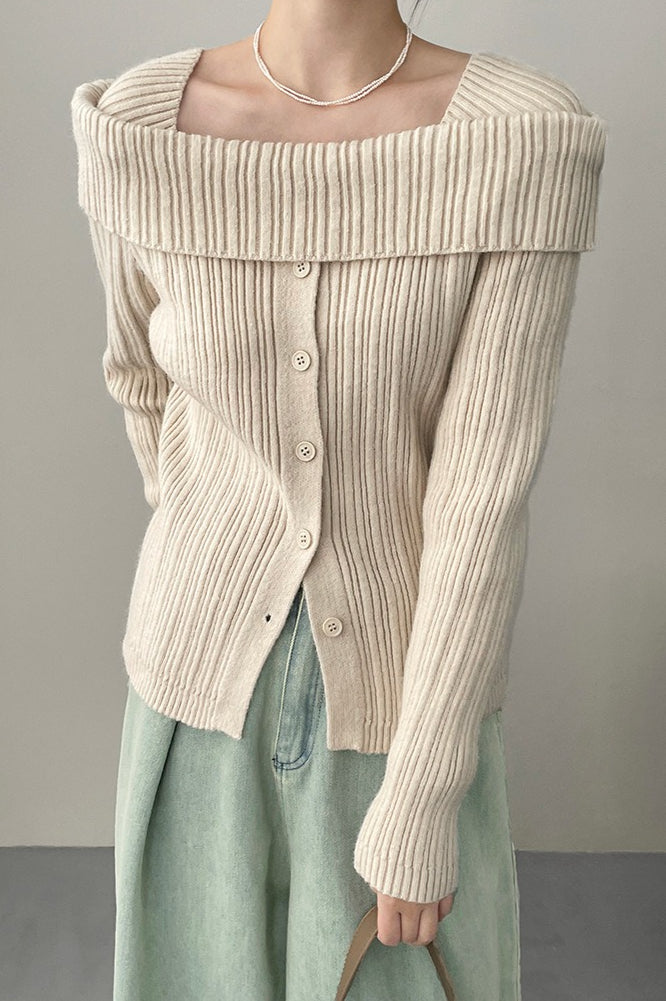 Soft Off-Shoulder Loose Irregular Knit Top image 4