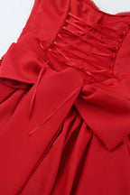 Floral Jacquard A-Line Backless Bow Party Dress image 9