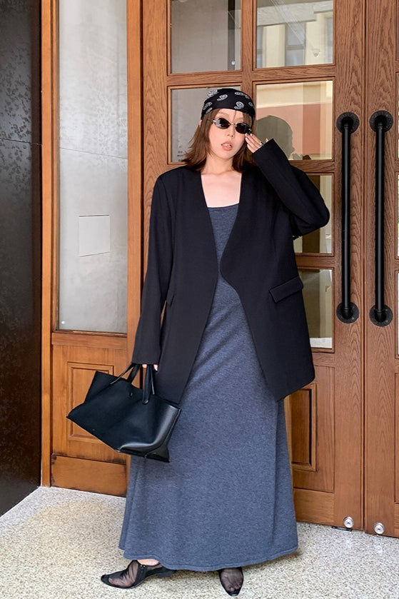 Oversized Black Casual Blazer image 2