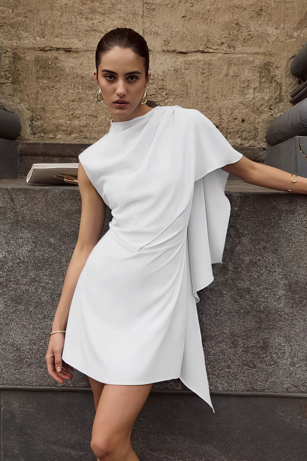 Simple Irregular Sleeveless Waist Mini Dress image 2