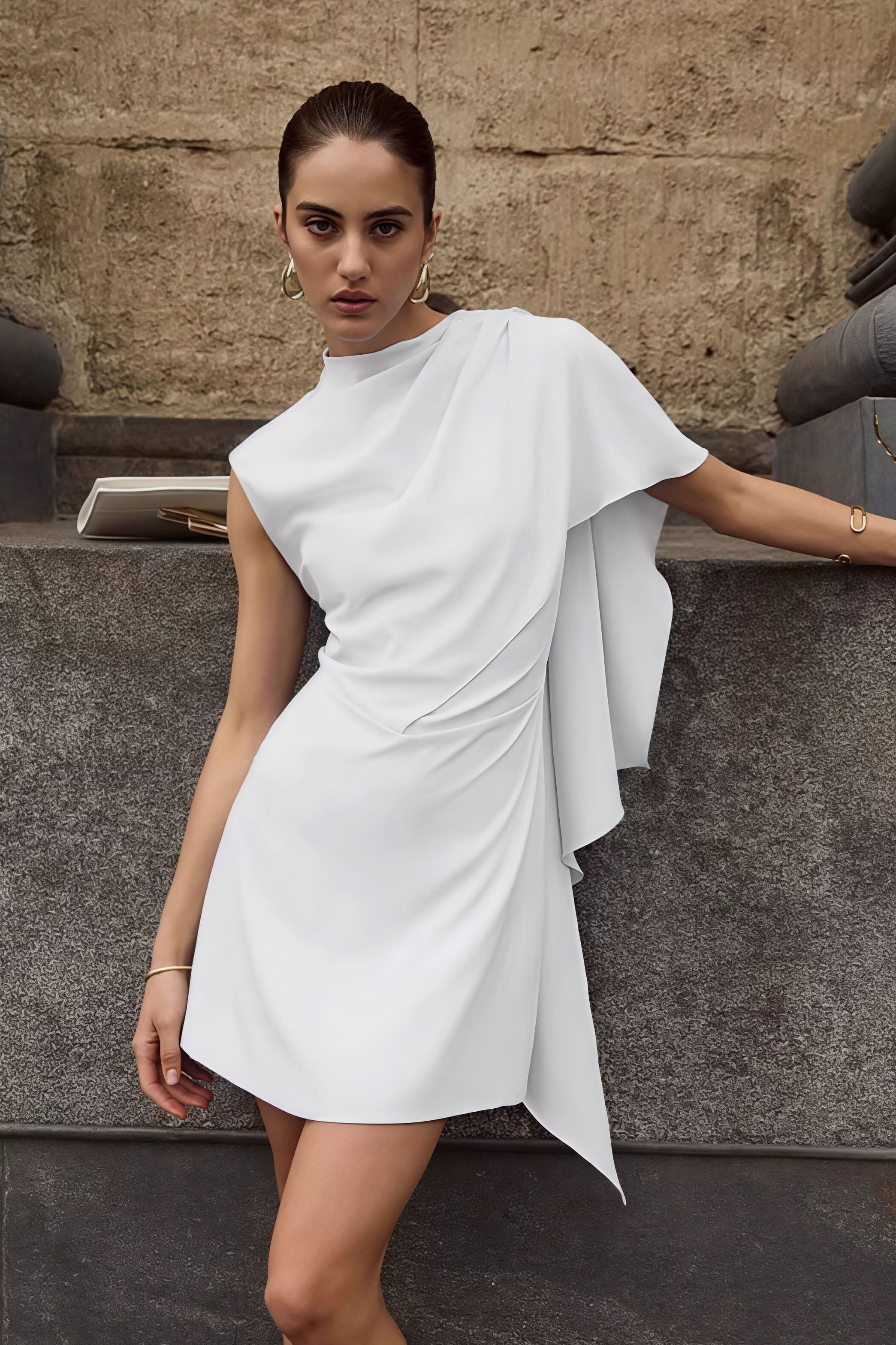 Simple Irregular Sleeveless Waist Mini Dress image 2