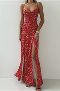 Low Cut Color Block Spaghetti Strap Floral Dress image 1