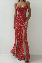Low Cut Color Block Spaghetti Strap Floral Dress image 1