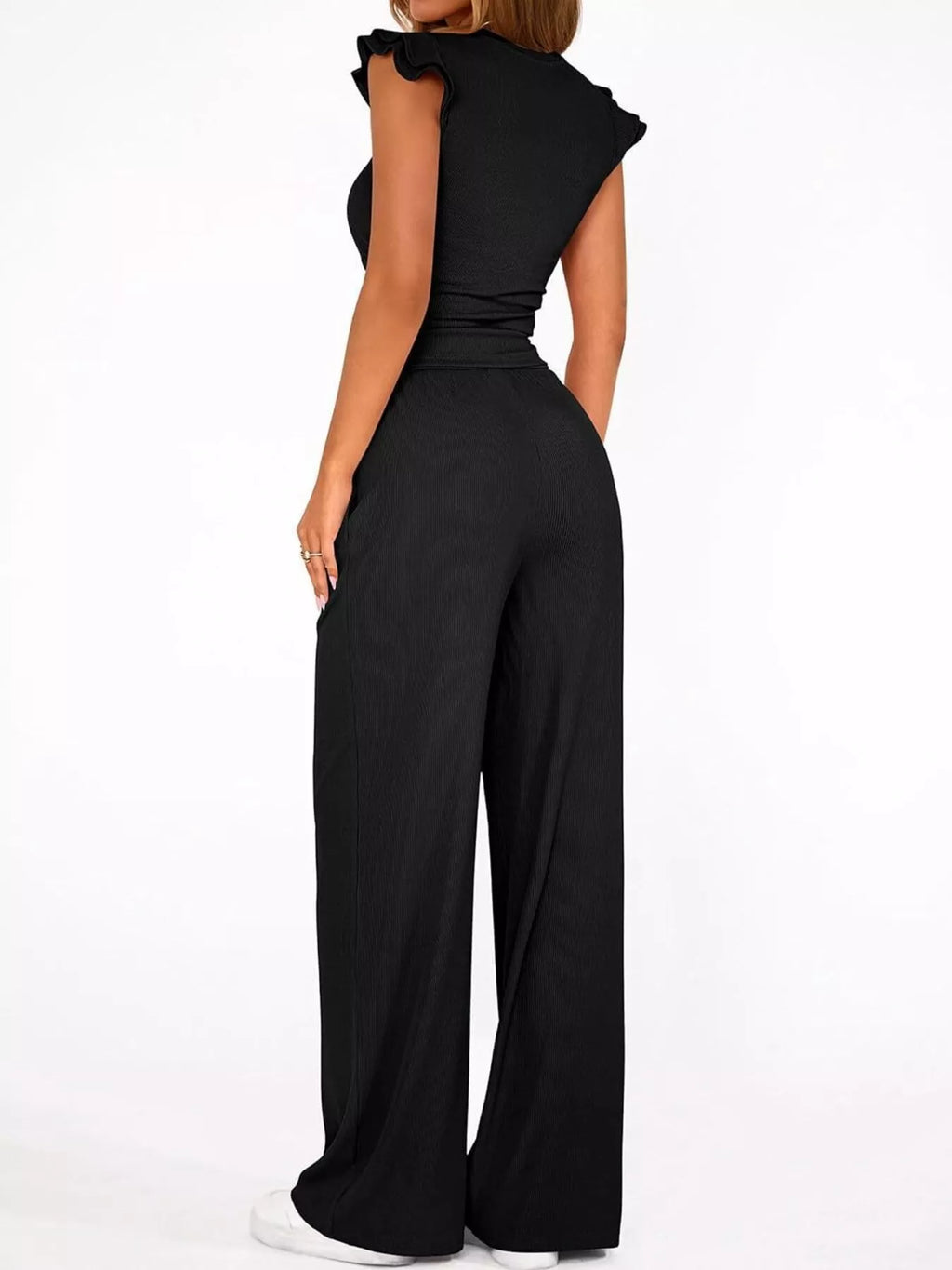 Margot Wide Leg Set detail view styled for Avrienne