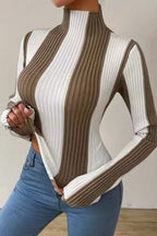 Classic Black White Vertical Stripe Knit Top image 3