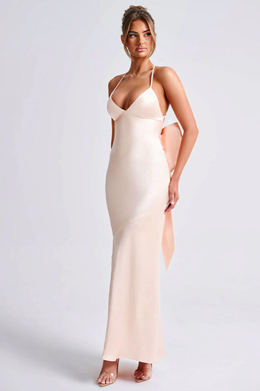 Satin Bowknot Strap Party Dress image 1