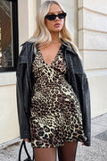Stylish Leopard Print Fitted Slip Mini Dress image 1