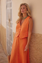 Cotton Linen Vest Swing Skirt Set image 7