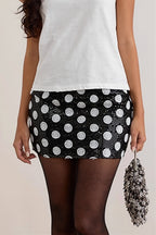 Sequin Slim Polka Dots Mini Skirt image 2