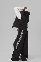 Striped Drapey Straight Wide Leg Athletic Pants image 5