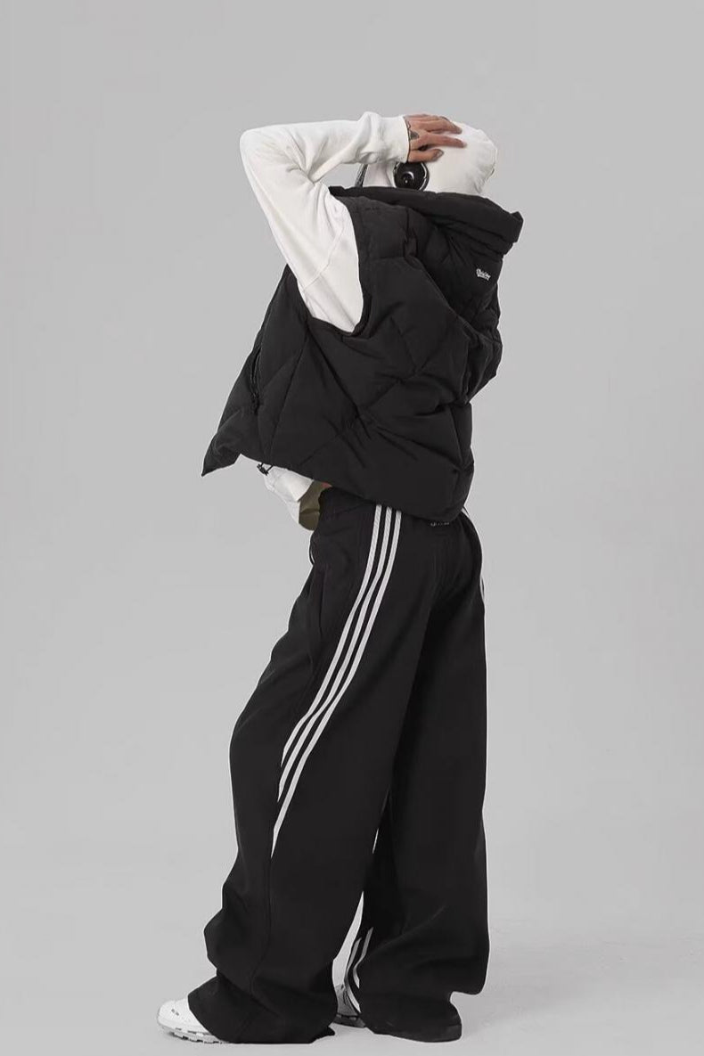Striped Drapey Straight Wide Leg Athletic Pants image 5