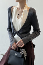Patchwork Layered Halter Long Sleeve Tee image 2