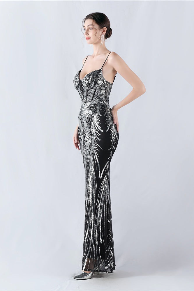 Boned Sequin Embroidered Formal Dress image 10