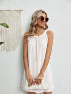 Flora Eyelet Dress detail view styled for Avrienne