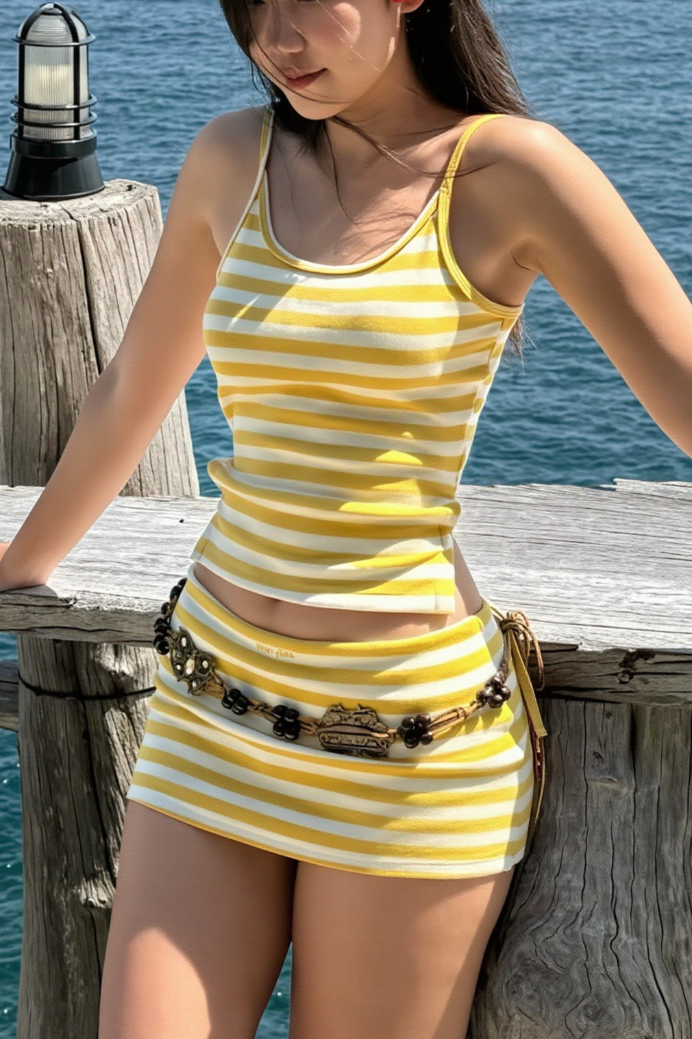 Casual Striped Cami Skirt Set image 4